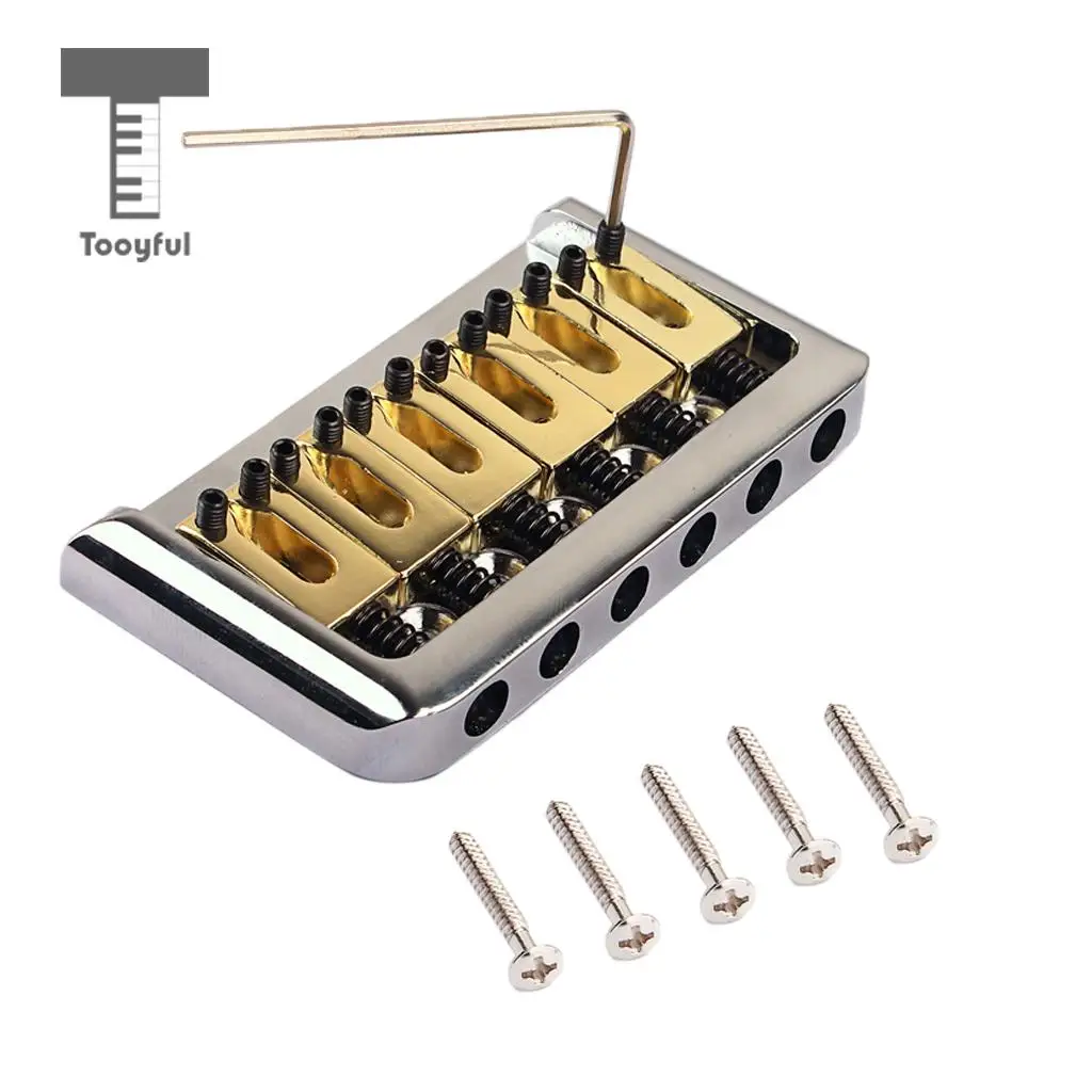 Tooyful 1 Set Guitar Replacement Fixed Bridge Golden Saddle for 6 String Electric/Cigar Box Guitar Parts