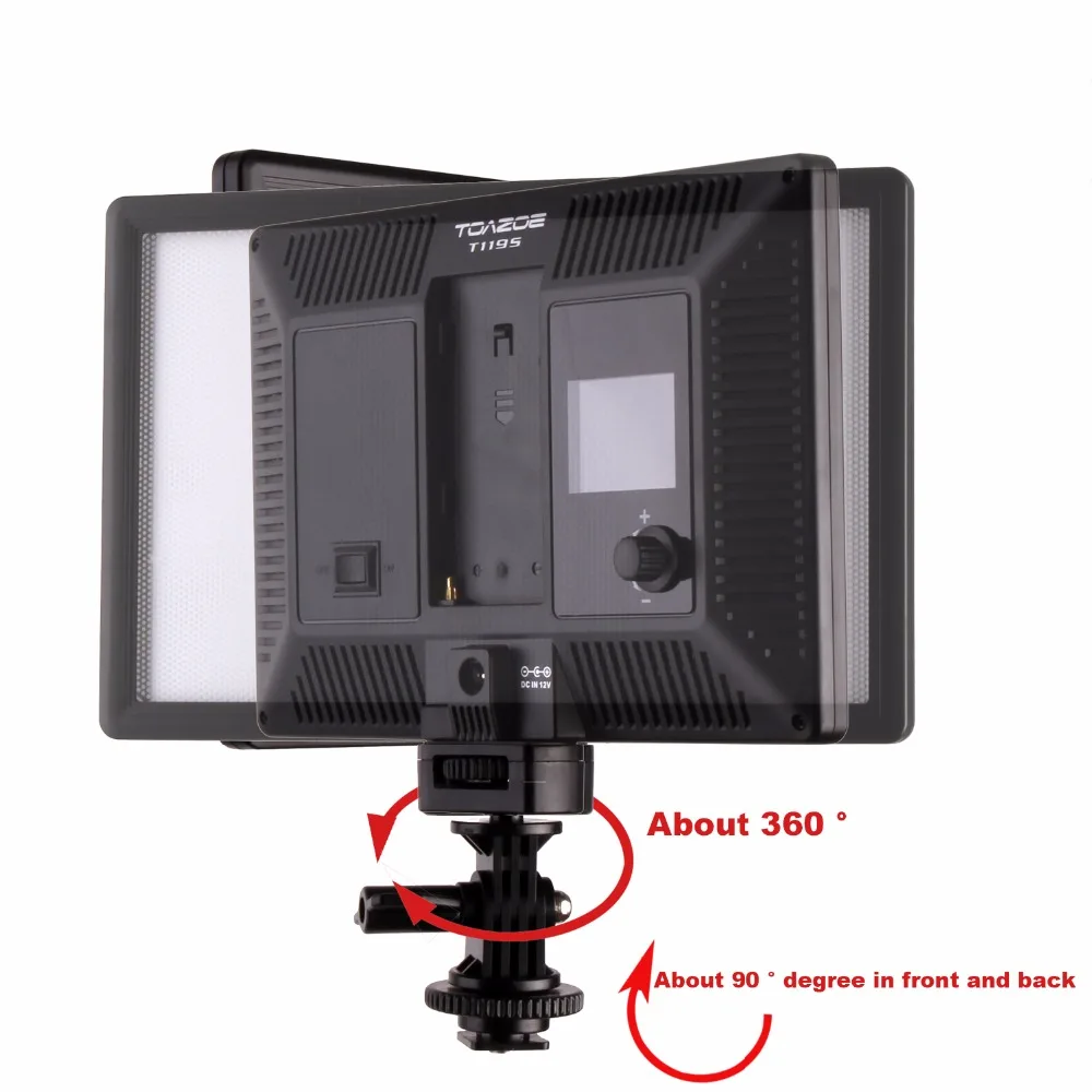 Beste Toazoe T119S Led Video Licht Ultradunne Lcd Bi Color Dimbare Dslr Studio Led Lamp Panel   F550 batterij + Lader Voor Camera Dv