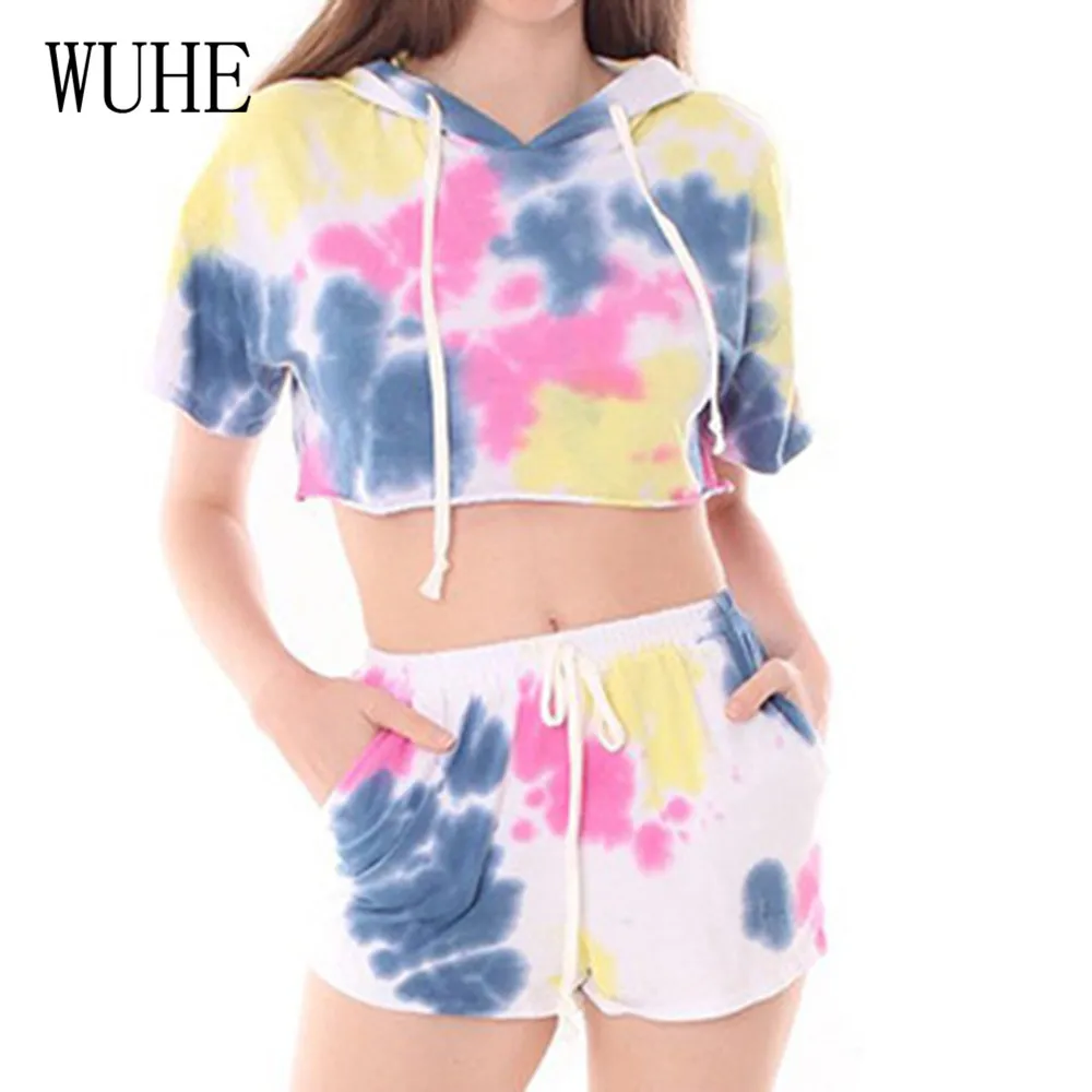 

WUHE Two Pieces Sets Vintage Jumpsuits Elegant Short Sleeve Hooded Top and Pockets Pants Summwe Women Casual Go Out Playsuits
