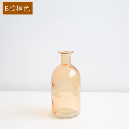 INS Small Mouth Glass Transparent Vase Nordic Wind Dried Flower Vases Japanese Home Wedding Decoration Colorful Flower Vases - Цвет: O-B