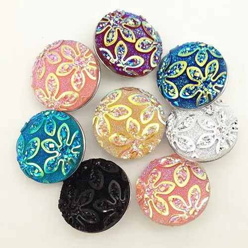 SZ1002 Snaps Jewelry 10PCs Flower Cameo Multicolor Mixed Ginger Snap Buttons For Snap button