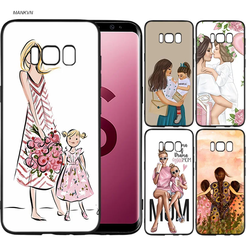 

Mother and child cartoon Black Soft Silicone Case Cover Shell Coque for Samsung Galaxy S9 S8 Plus S7 S6 Edge S9+ S8+