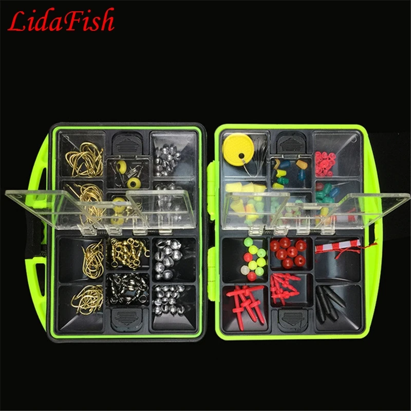 

24 Compartments High Carbon Steel Fishing Tackle Box Full Loaded Hook Spoon Water-Resistant Swivels Fishing Accessories