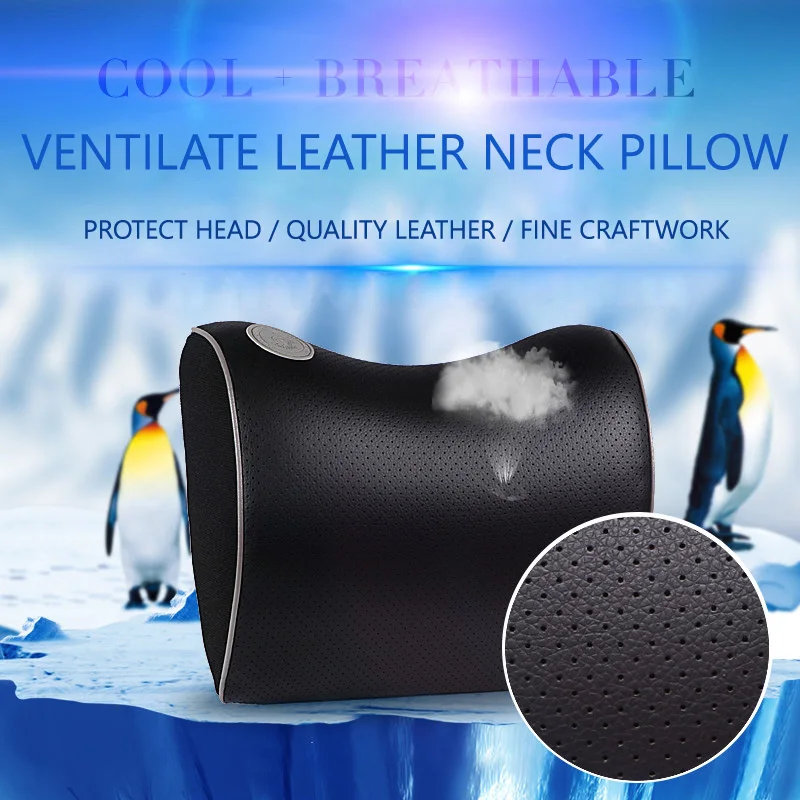 E FOUR Leather Car Neck Pillow Memory Foam Pillow Headrest Neck Support Quality Comfortable Brand New