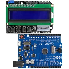 Micro usb uno r3 atmega328p placa de desenvolvimento + lcd 1602 teclado escudo para arduino