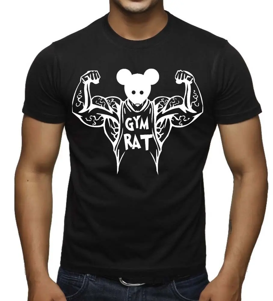 

Men's Funny Gym Rat T Shirt workout fitness bodybuilding muscle biceps weight