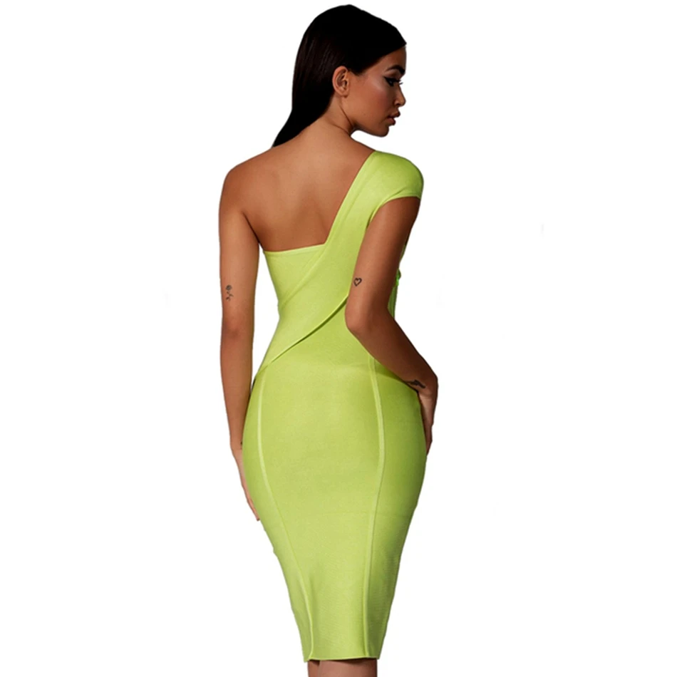 Облегающее с открытым плечом Бандажное платье для женщин Vestidos Verano летние платья сексуальные элегантные зеленые до колена Звездная вечерние бутик