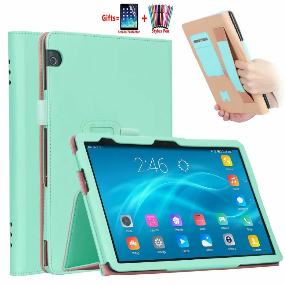 

Luxury PU Leather Stand Case For Huawei MediaPad T5 10 AGS2-W09 AGS2-L09 AGS2-L03 AGS2-W19 10.1" Tablet Cover Funda + Flim + Pen