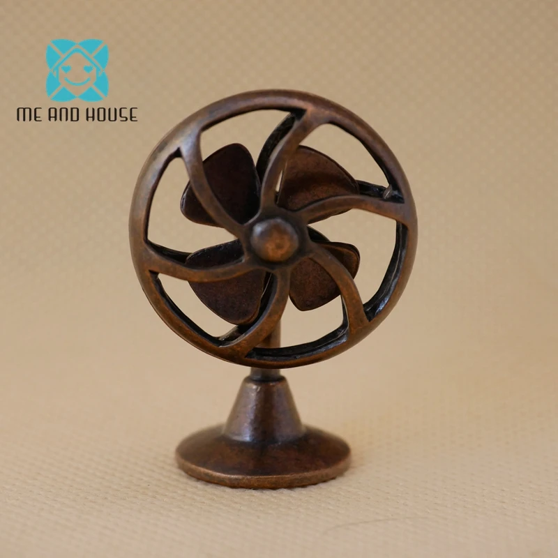 

1:12 Doll House Miniature metal brass desk Electric fandolls dining table living room