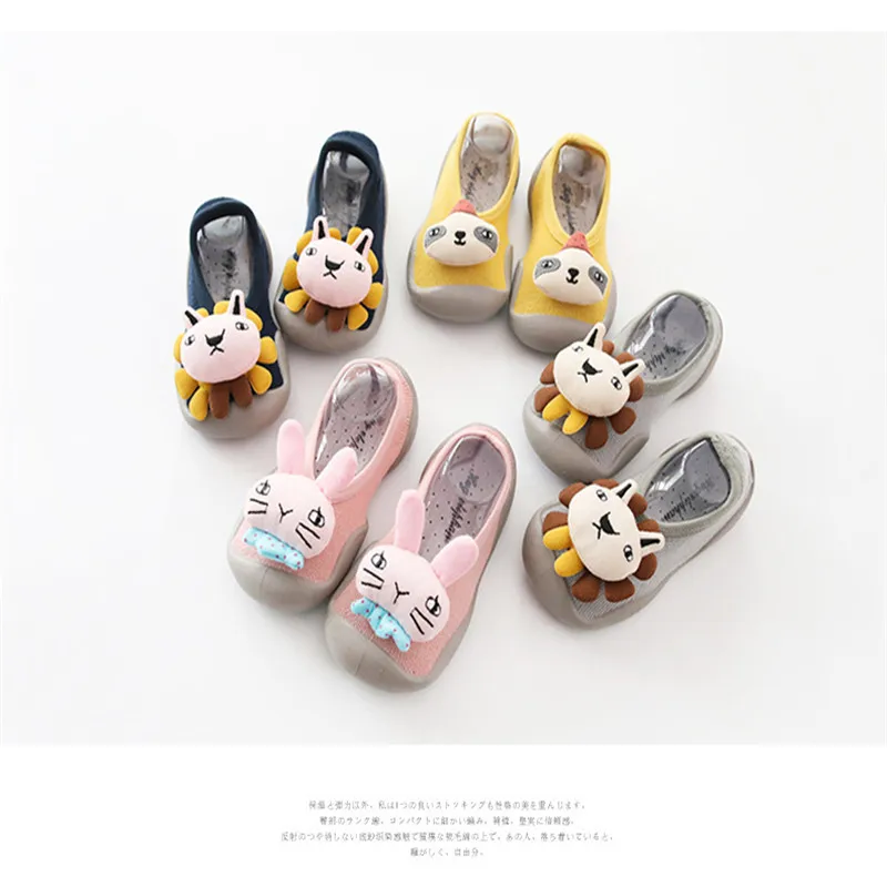 

Newborn Boy Girl Anti-slip Socks Baby Anti-skid Soft Socks With Rubber Soles Toddlers Baby Socks Kids slipper Doll head Socks
