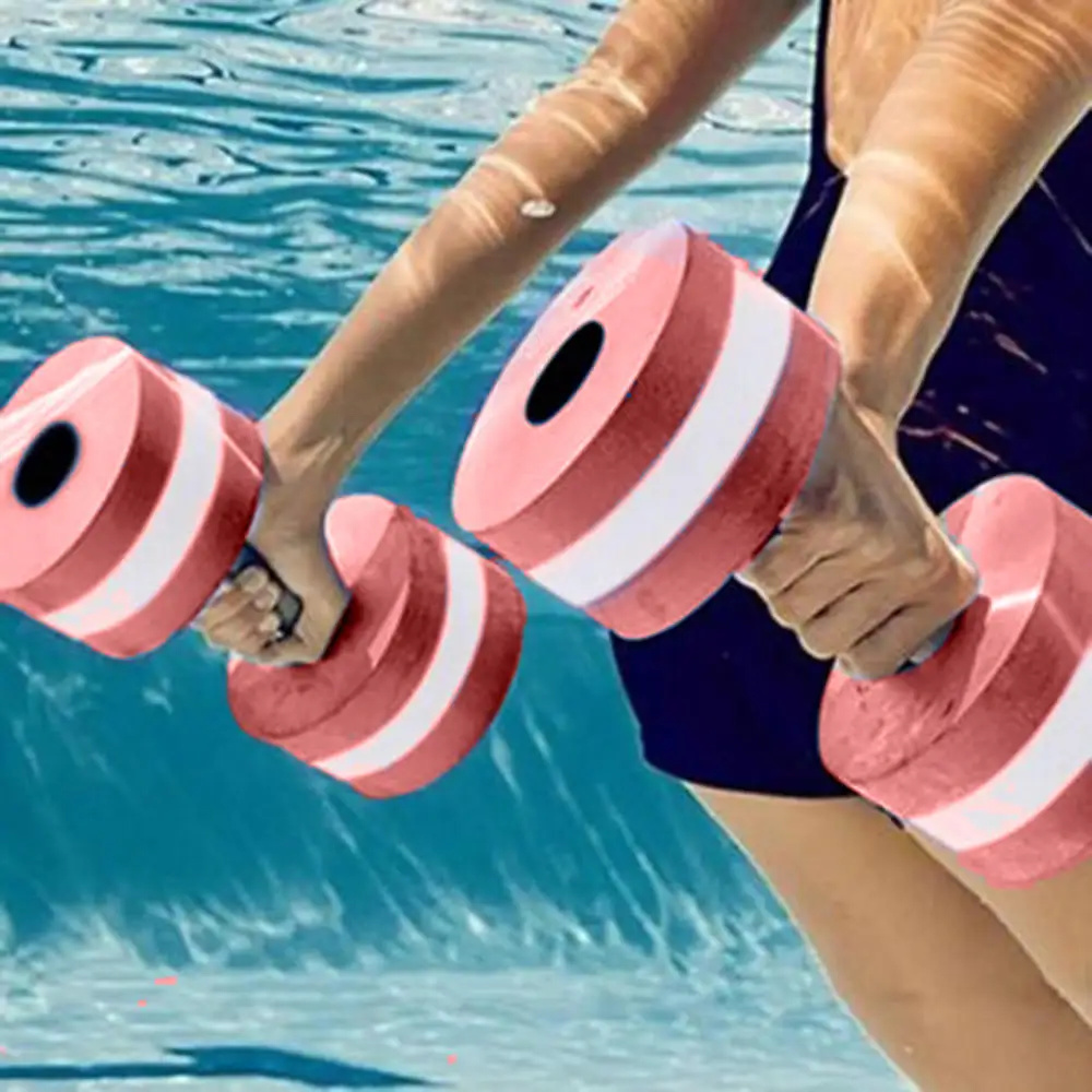 2pcs EVA Water Aquatics Fitness Dumbbell Swimming Pool Aerobics Exercise Workout Medium Aquatic Barbell Fitness Training