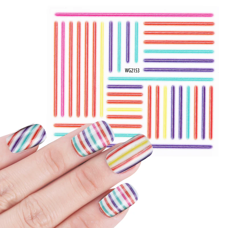 

1Sheet Color Lines Design Nail Stickers Snow Man Water Transfer Nail Art Foils Manicure Wrap Finger Nail Decal New Year BEWG2153