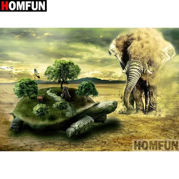 

HOMFUN Full Square/Round Drill 5D DIY Diamond Painting "Turtle elephant" Embroidery Cross Stitch 3D Home Decor Gift A12090