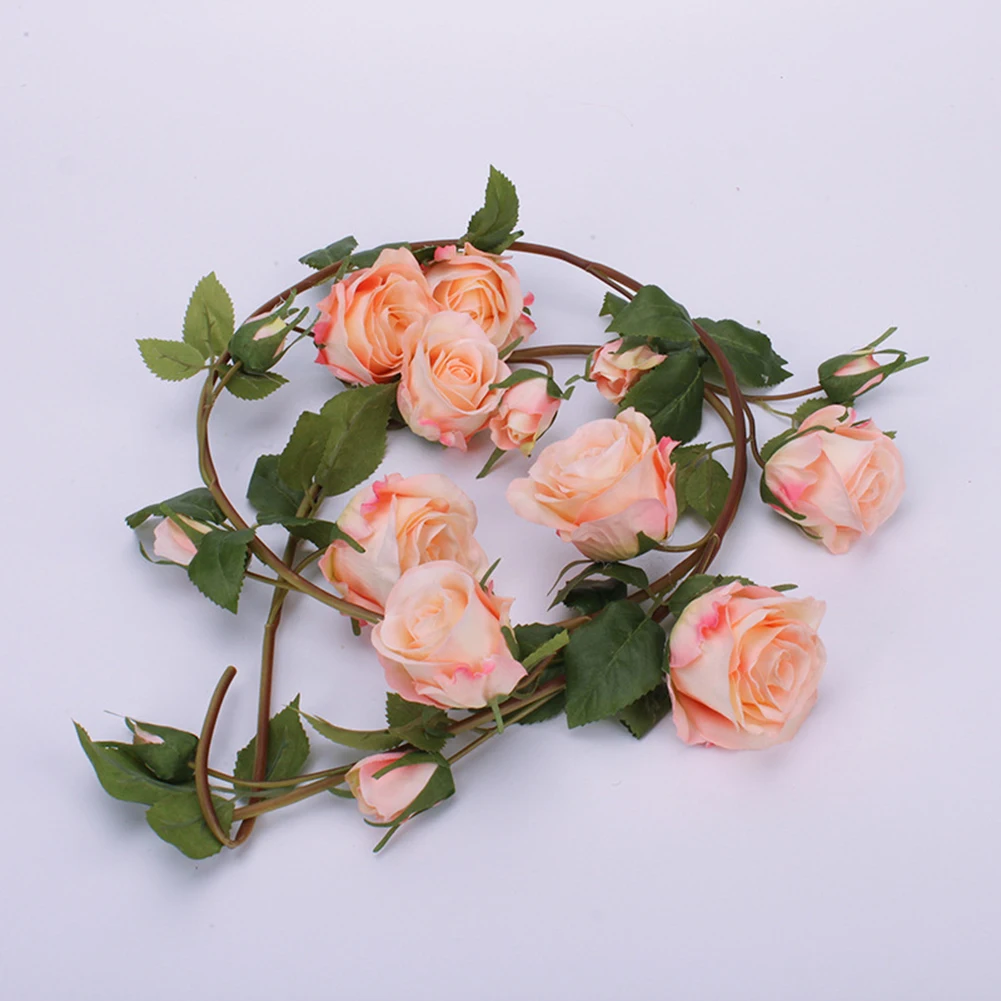 Розы строка искусственная Глициния лоза растения-гирлянды листва на открытом воздухе дома с цветами из искусственных цветов для подвесного настенного декора