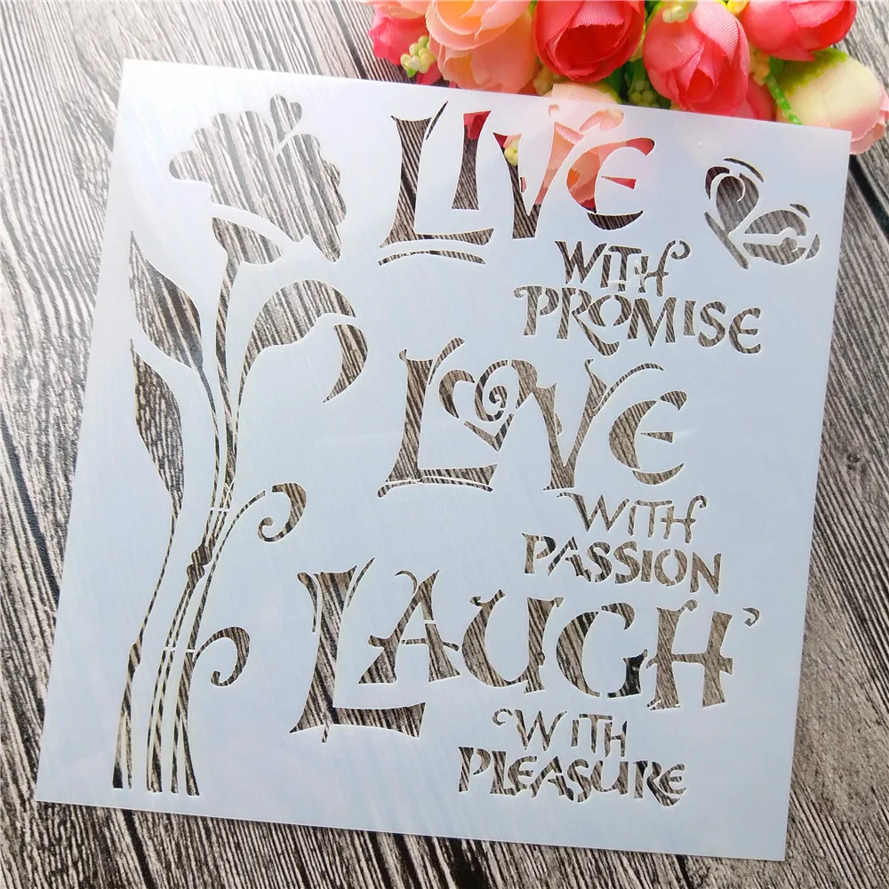 

Scrapbooking tool card DIY album masking spray painted template drawing cake stencils laser cut templates flower and letter ST68