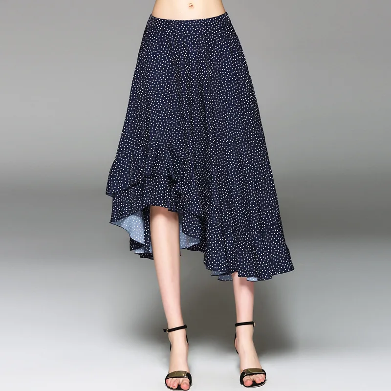 Estilo Playa Mujeres Mori Punto 2017 Elástico Del Falda Onda Tamaño Vintage Más Verano De La Gasa Con Saia Negro Jupe wwPS7