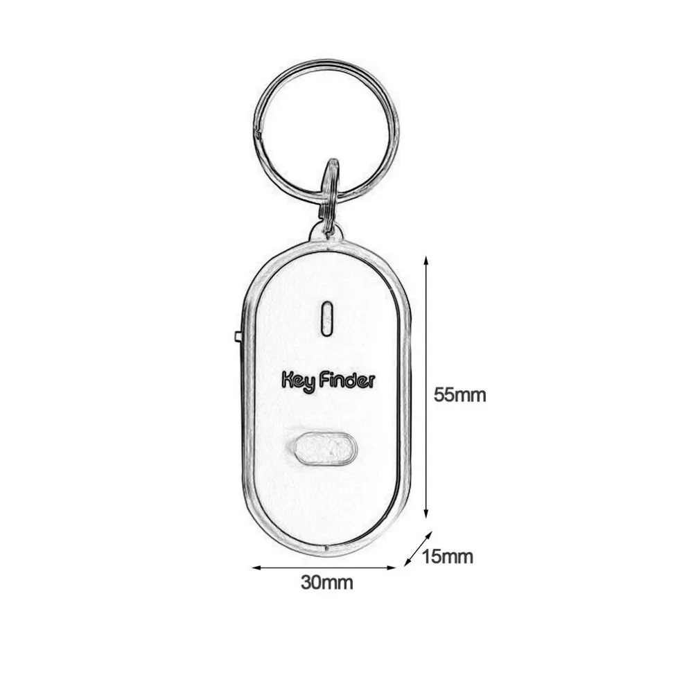 LED Whistle Key Finder Flashing Beeping Sound Control Alarm Anti-Lost Keyfinder Locator Tracker with Keyring 4 Colors For Choice