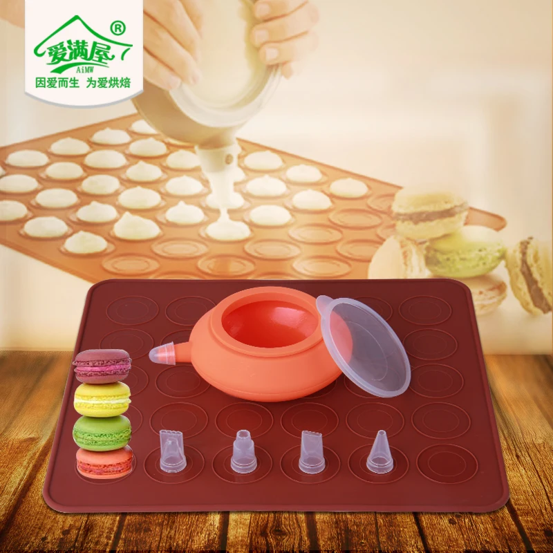 

Macron Baking Silicone Macaron Cake Mold Kit 30 Holes Mat+dessert Decorative Nozzle Tool Cream Cake Muffin Nobility 2016 New