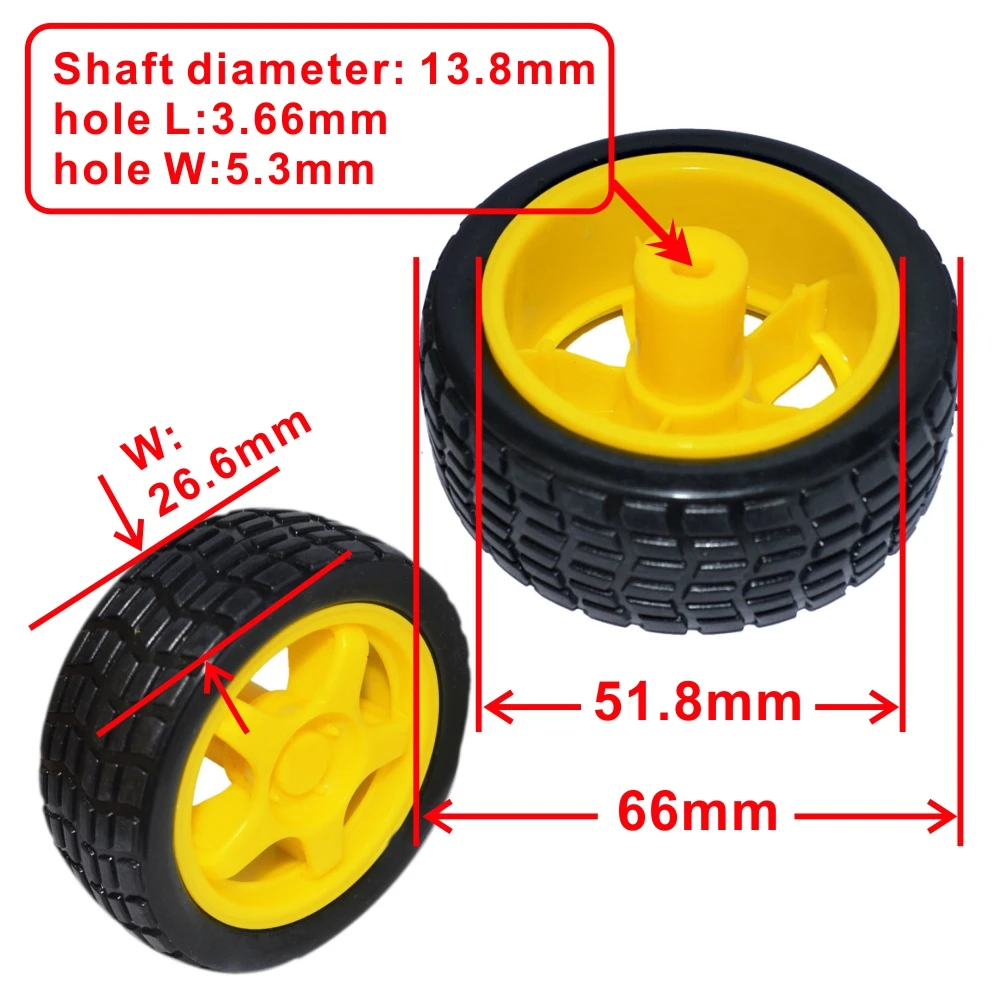 4 шт./лот) резиновое колесо/колесо для умного автомобиля/автомобильное колесо для робота автомобиля 66*26,6 мм