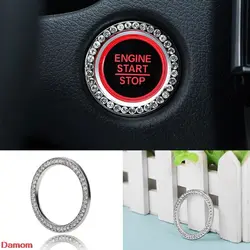 Модное с кристаллами, стразами Декор двигателя автомобиля ключ запуска кольцо Start Stop кнопка Зажигания липкий кольцо