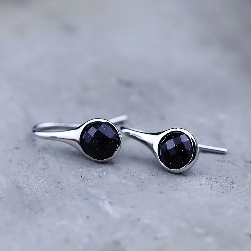 Earrigs для женщин 100% реальные 925 серебро Fine Jewelry Natural Blue Sand Stone 2018 мода на День матери