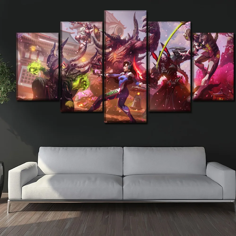 

Paintings On Canvas Wall Art Framework Home Decor 5 Pieces Game Heroes of the Storm Hanamura Cassia HD Printing Type Poster