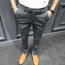 Осень и зима новые мужские повседневные модные брюки деловые официальные рабочие мужские брюки одноцветные узкие брюки