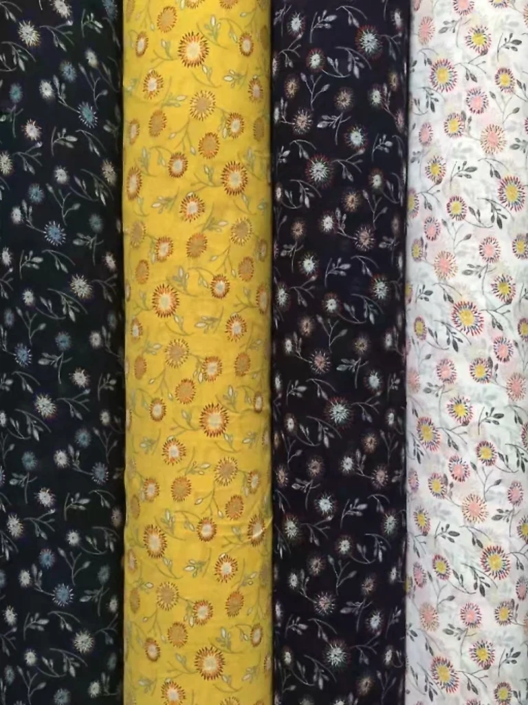 

150cm width chiffon fabric small flowers pattern can see through for skirt suit-dress headband CH-9917