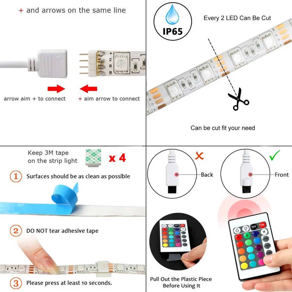 Светодиодный светильник s tv задний 2 м 5 В USB 5050 RGB изменяющий цвет с музыкой IP65