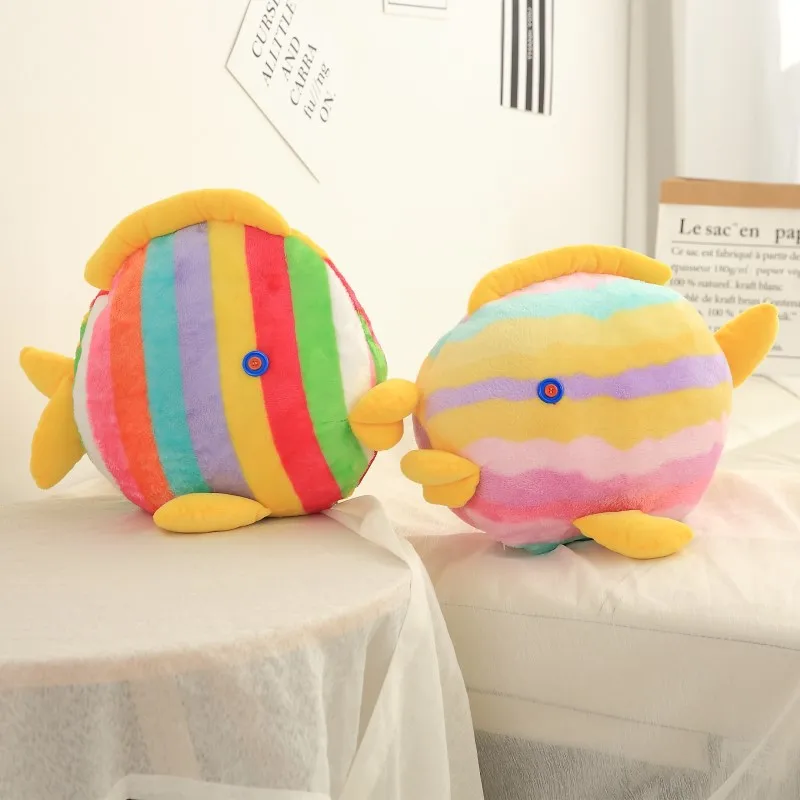 Kissing Fish Napping Pillow Cute Cartoon Rainbow Stripes Sofa Sushion