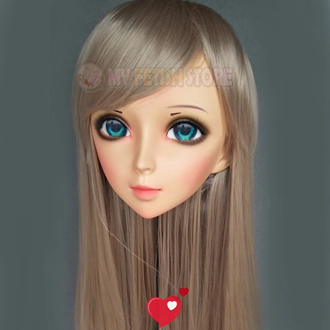 (Ying 03) Женская милая девочка резиновая полуголовая маска кигуруми с BJD глазами