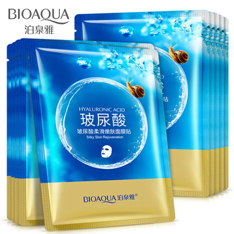 

10pcs/lot BIOAQUA Hyaluronic Snail Acid Deep Mask Moisturizing Anti Aging Face Oil Control Skin Care