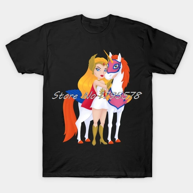 

Fashion She-ra & Swiftwind T-Shirt Anime Men Short Sleeve T Shirt Hip Hop Tees Tops Harajuku Streetwear