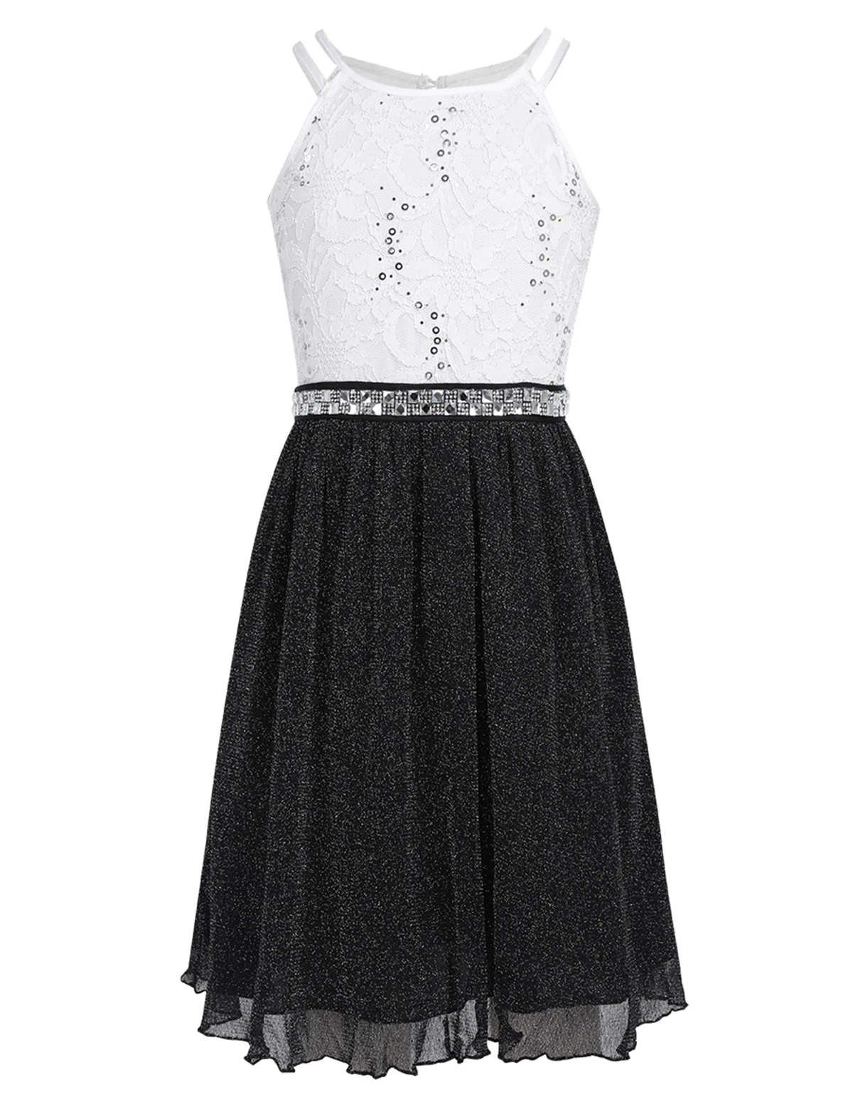 Petites Filles халаты платья принцессы с кружевными цветами для Девочек Пышные Платья из тюля для девочек платья для первого причастия для торжественных вечеринок - Цвет: Black White