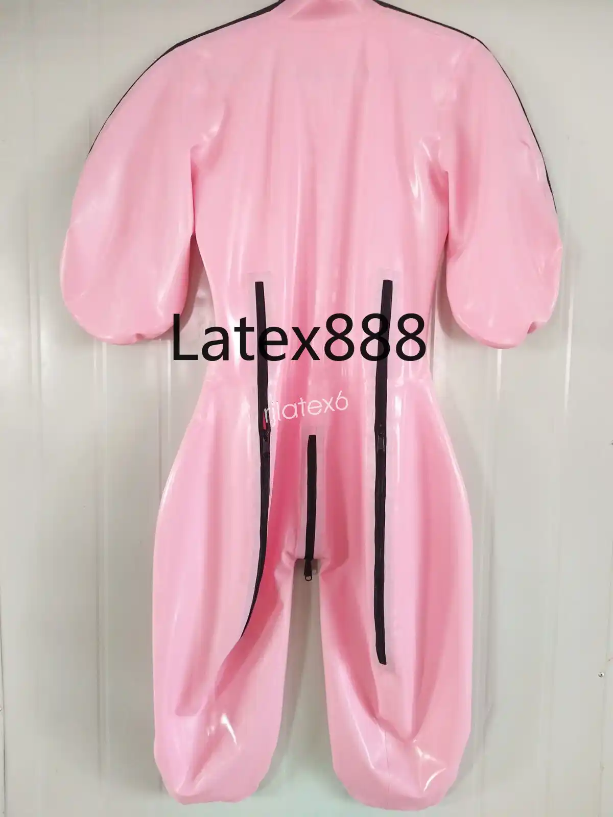 2019 Latex Rubber Catsuit Exercise Tights Suit Catsuit Pink and