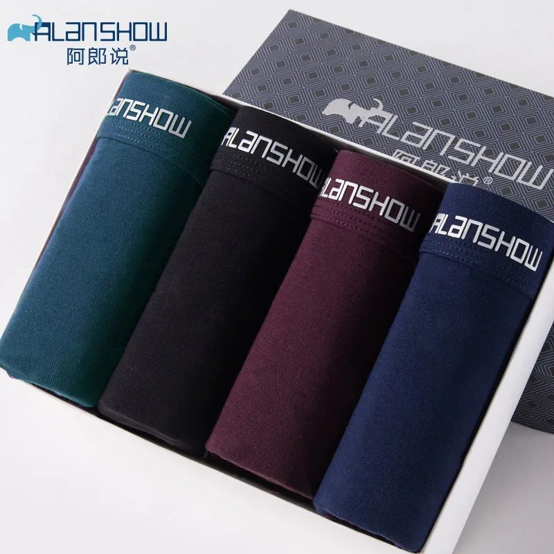 

ALANSHOW 4Pcs/lot Mens Underwear Soft Boxers Modal Boxer Men Solid Boxer Shorts Plus Size Boxers Comfortable Mens Underwear