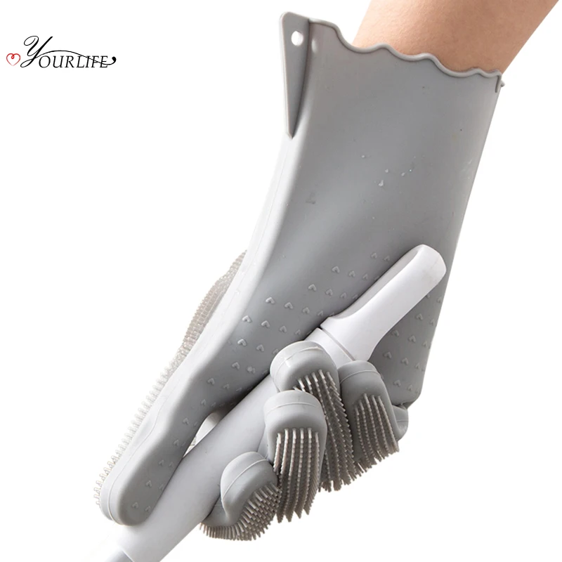 OYOURLIFE 1 пара волшебных силиконовых чистящих перчаток, кухонные водонепроницаемые перчатки для мытья посуды, бытовые скрабовые перчатки, кухонные аксессуары