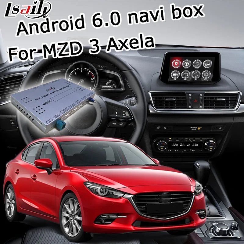 

Android 6.0 GPS navigation box for Mazda 3 Axela with Carplay mirror link youtube google play video interface box waze yandex