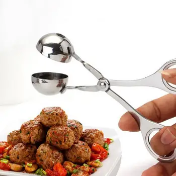 

200pc stainless steel maker diy shrimp fried beef meatballs balls tools folder spoon kitchen DIY Fish Meat Ball Maker Mold Tools