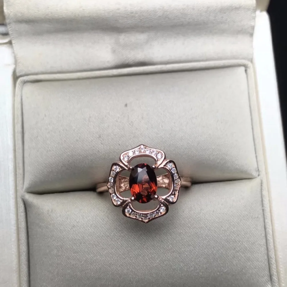 KJJEAXCMY бутик Драгоценности 925 серебро инкрустированное кольцо с натуральным гранатом кулон серьги браслет для женщин 4 шт. костюм