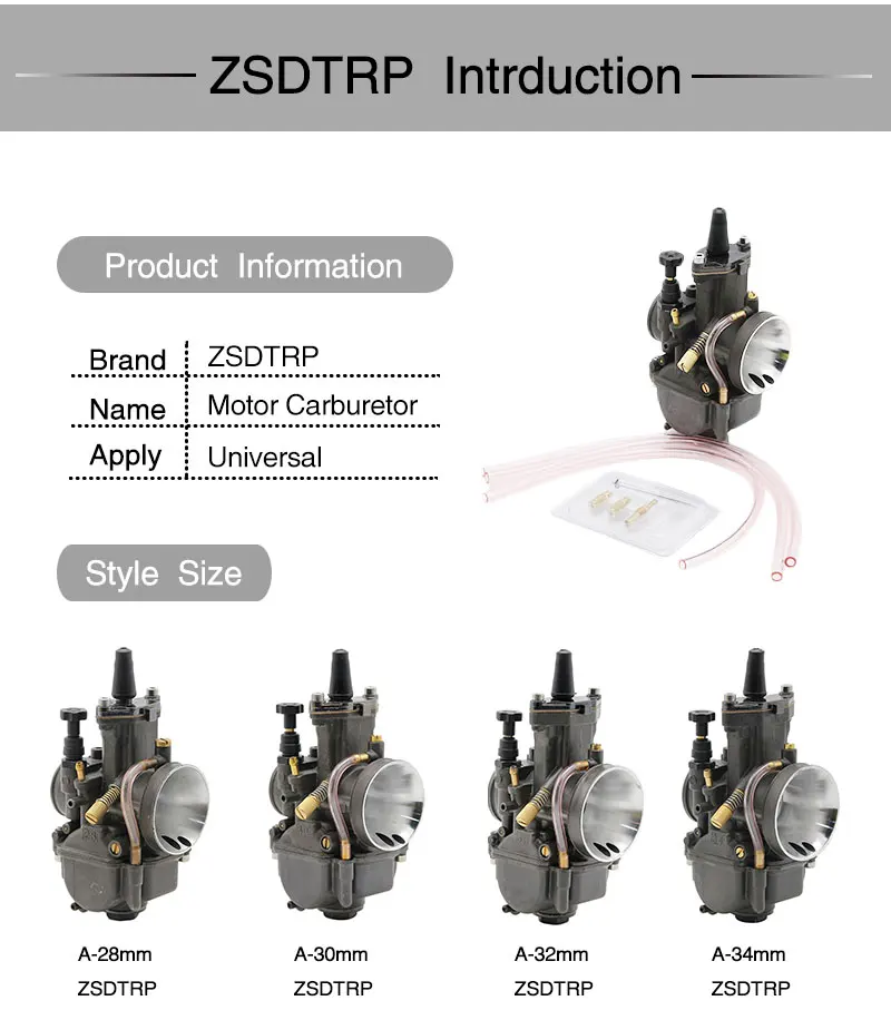 ZSDTRP 2 T/4 T Мотоцикл PWK карбюратор модифицированный 28 30 32 34 мм Carb с силовой струей для Keihin OKO Скутер ATV Quad