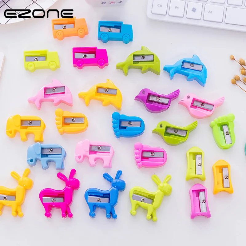 

EZONE 5PCS Candy Color Pencil Sharpener Design Of Kawaii Car/Plane/Rabbit/Cat Shape Cutter Knife For Children Student Stationery