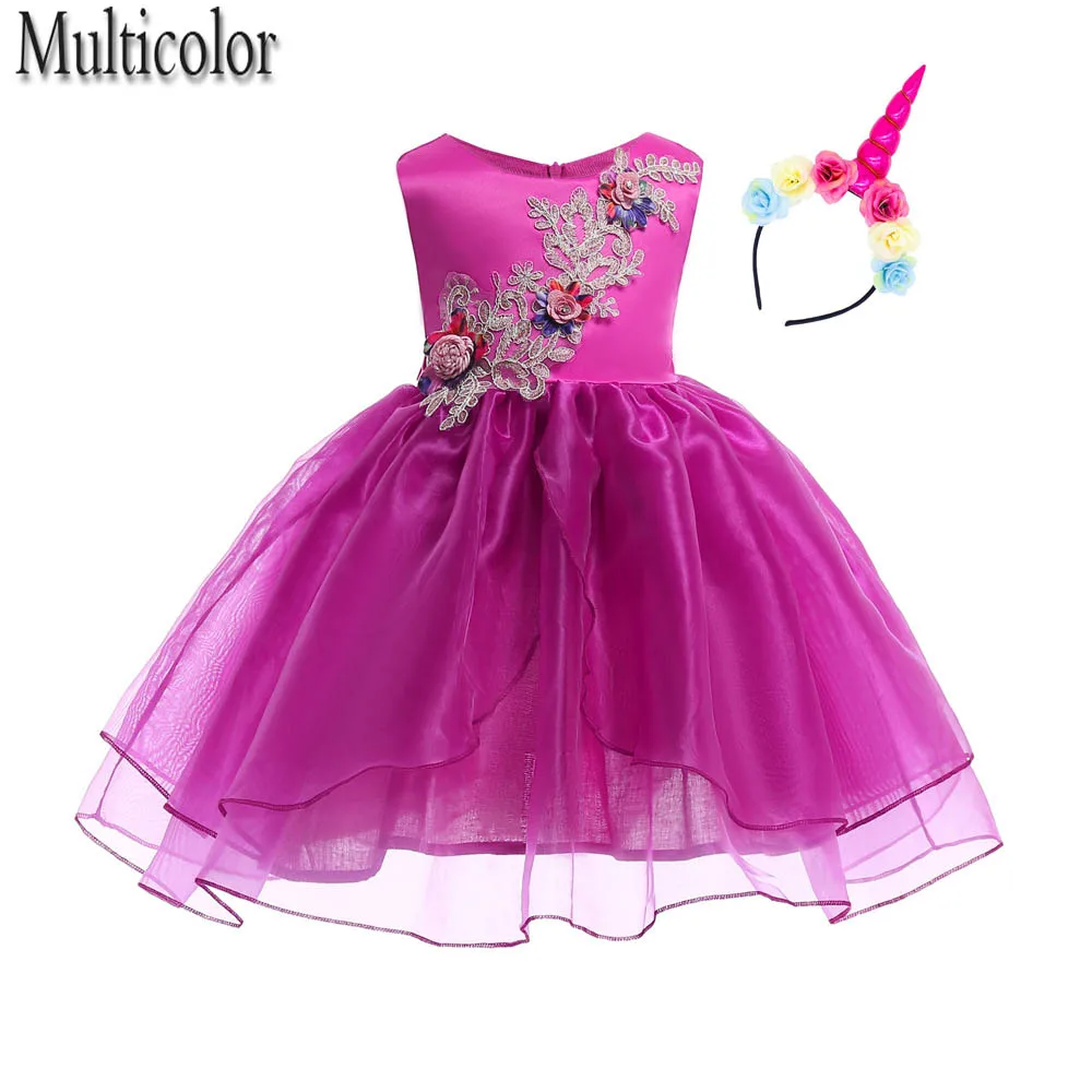 

Multicolor Kids Clothes Bow Dress for Girl Embroidery Flower Ball Gown Baby Girl Princess Dresses for Party Costumes vestidos