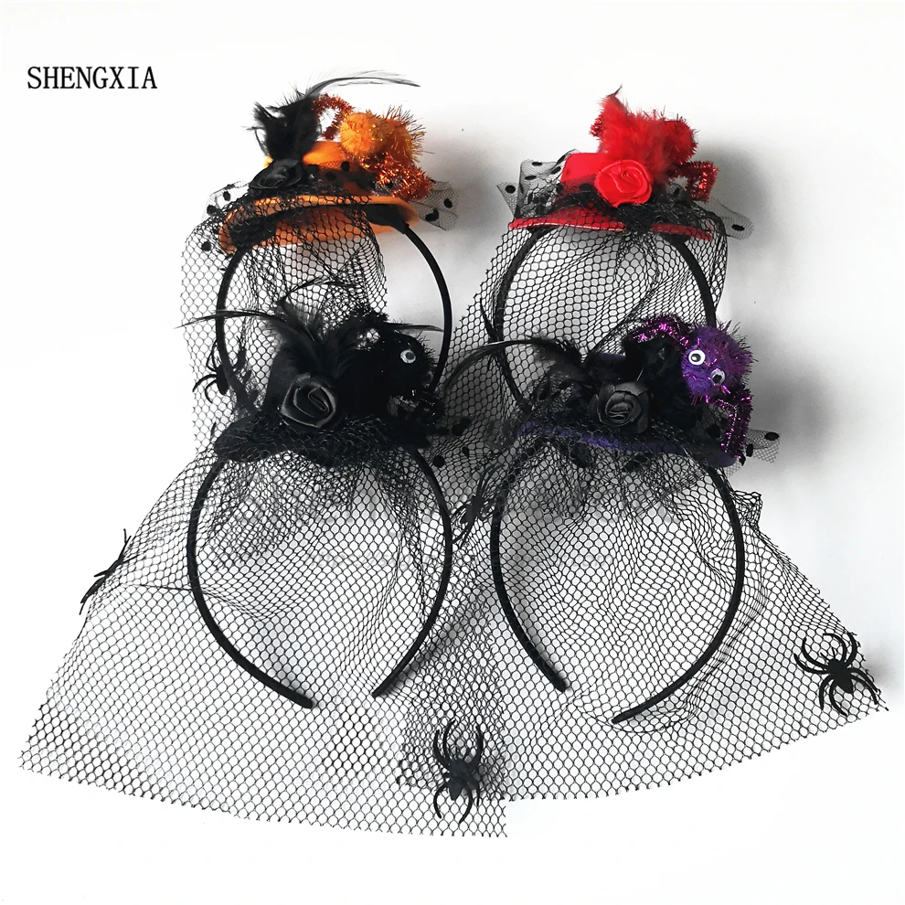 

2019 Halloween hat jazz hat high quality bartending accessories unisex ghost festival spider witch hat headband