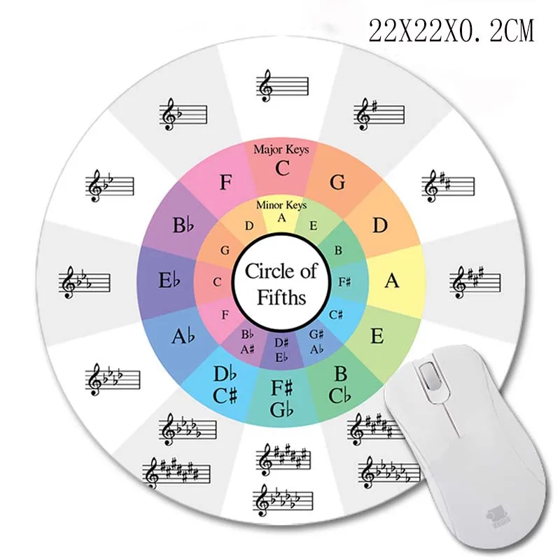 Музыкальный символ фортепиано цветной резиновый противоскользящий компьютерный ноутбук круглый игровой коврик для мыши персидский ковёр coaster 200X200/220X220 мм коврик - Цвет: 220X220X2MM