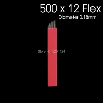 

New 500units 0.18mm Diameter 12 pins microblading needles blades Lamina Agulha Sobrancelha Tebori Microblading Blades