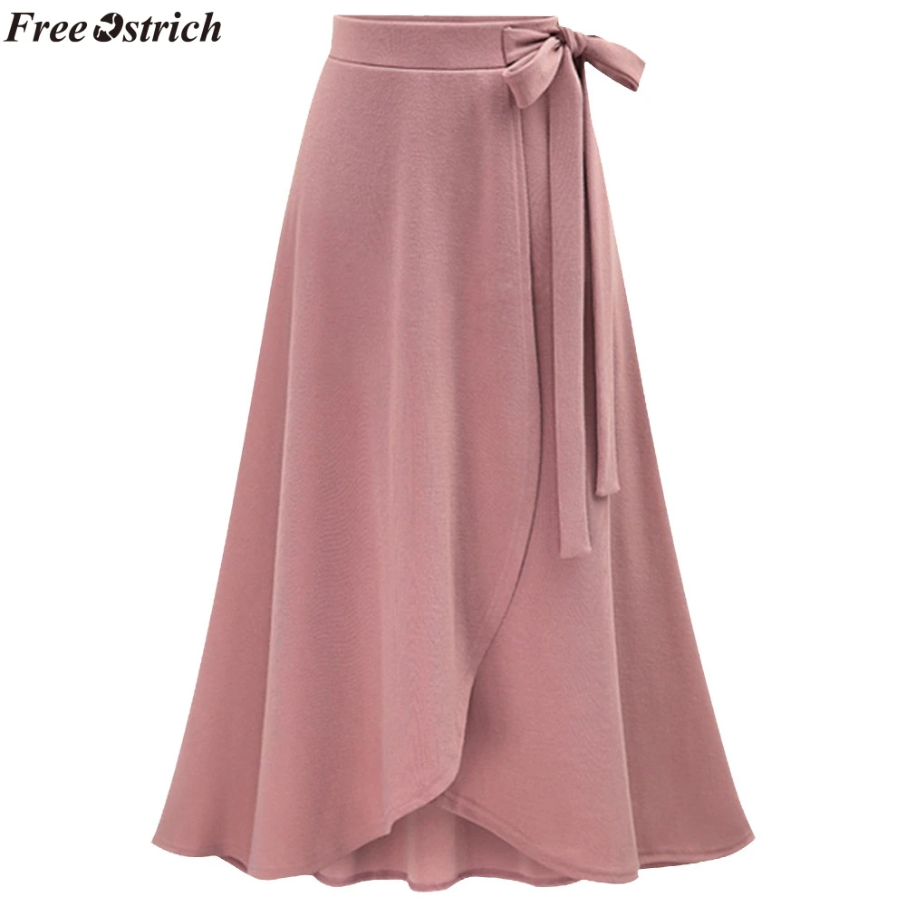 Свободные Страусиные женские асимметричные юбки больших размеров с завышенной талией, женская модная юбка с длинными лямками в стиле Харадзюку, летняя шикарная Женская юбка