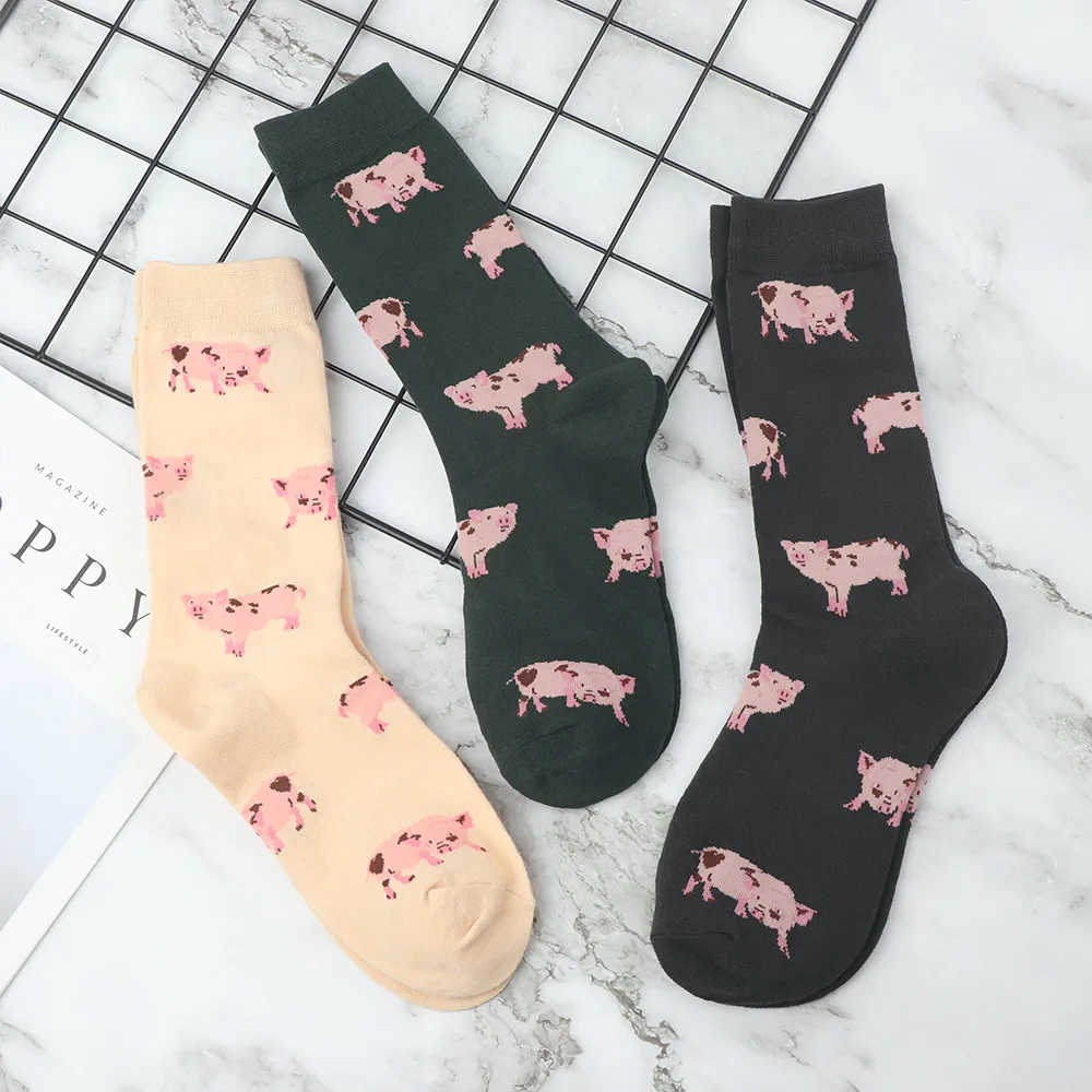 

1 Pair Lovely and fashion Women Pink Pig Animal Pattern Cotton Socks Lady Casual Sock Comfortable Casual Sock 2019 New