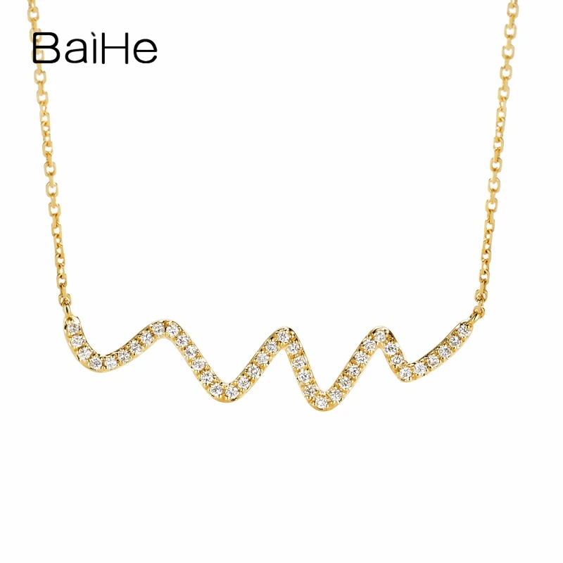 BAIHE однотонные 18K желтое золото 0.18CT H/SI натуральные бриллианты свадебные женские