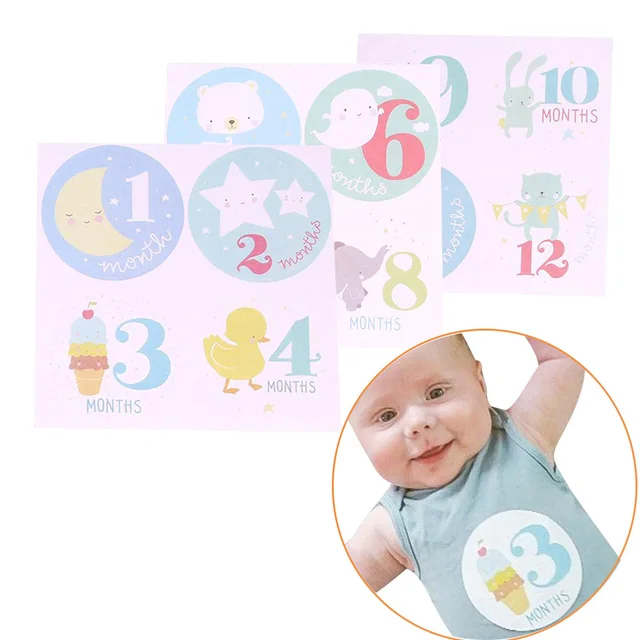 1 set new personalized baby girls boys monthly stickers 1 to 12
